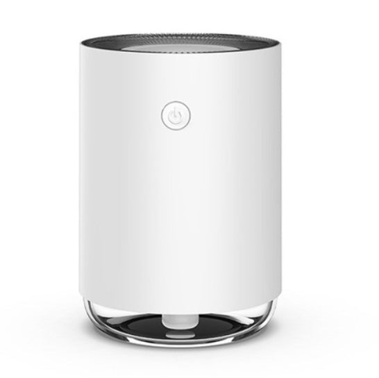 White humidifier with a power symbol on a white background