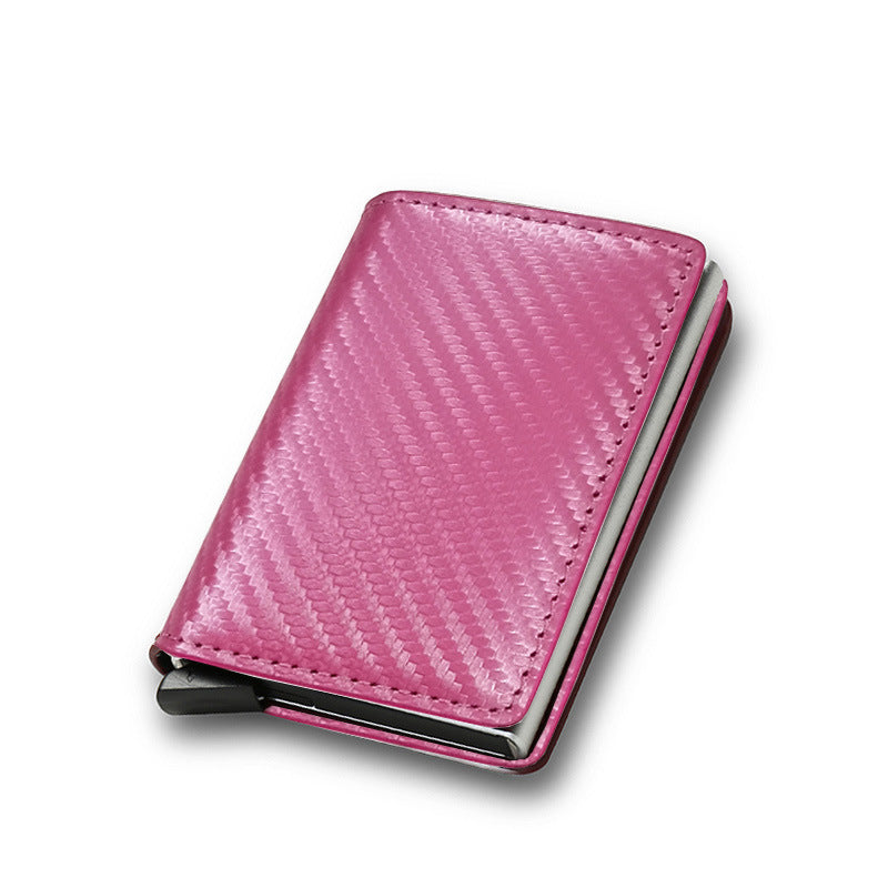 Pink cardholder on a white background