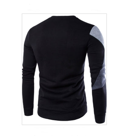 Black long-sleeve shirt with gray sleeve patch on a white background